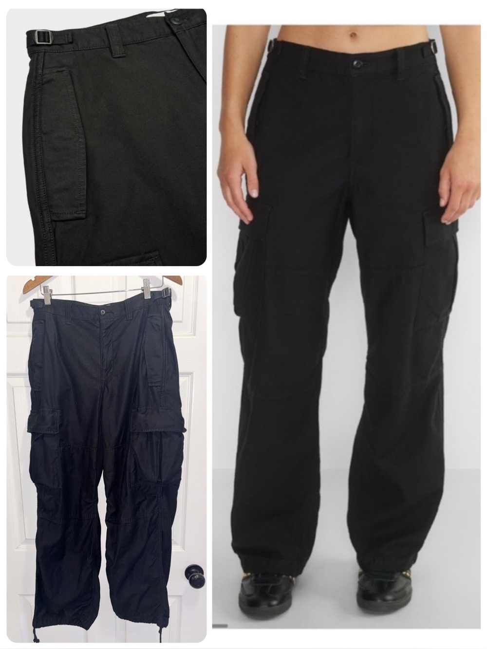 Aritzia TNA Supply Cargo Pant Relaxed Mid-Rise Baggy Utility Cotton Black Size 8
